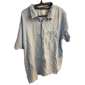 Sun + Stone Linen Cotton Shirt Mens 2XL Blue Short Sleeve